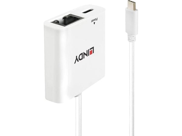Lindy 43284 - USB-C til Ethernet-adapter - Nettverksadapter - USB-C - Gigabit Ethernet - Hvit
