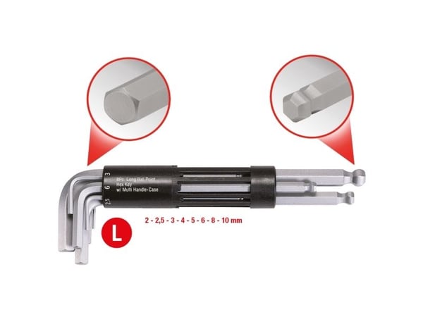 KS Tools 151.2100, L-formet hexnøkkel, Metrisk, 8 stykker, Kromvanadiumstål, Kromatering, 2,2.5,3,4,5,6,8,10 mm