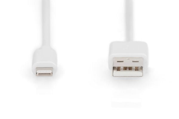 Digitus DB-600106-020-W, 2 m, Lightning, USB A, Uros, Uros, Valkoinen