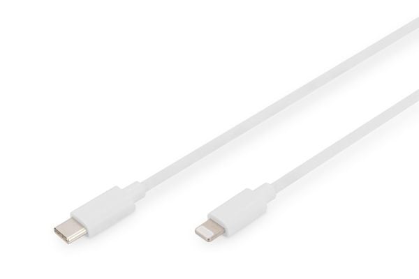DIGITUS - Lightning-kabel - USB-C hann til Lightning hann - 2 m - dobbeltisolert - hvit - USB Power Delivery (18 W), støtte for Power Delivery 2,0