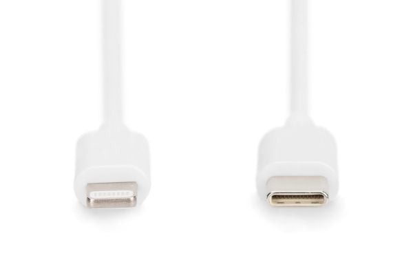 DIGITUS - Lightning-kabel - USB-C hann til Lightning hann - 2 m - dobbeltisolert - hvit - USB Power Delivery (18 W), støtte for Power Delivery 2,0