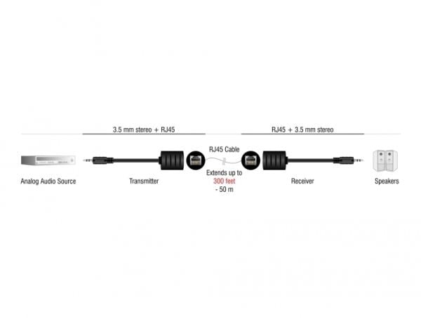 DeLOCK 87858, RJ-45, Naaras, 3.5mm, Uros, Musta