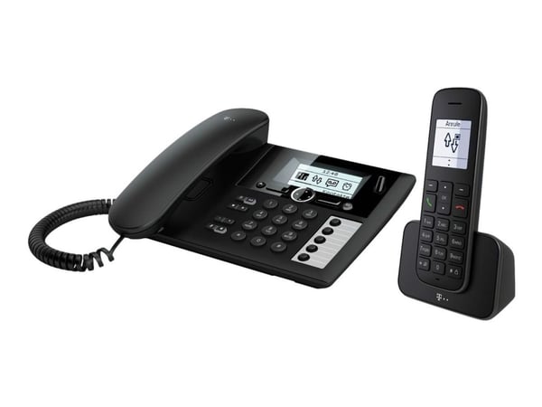 Deutsche Telekom Sinus PA 207 plus 1 - Med ledning/trådløs - svarersystem - DECT\GAP - svart + ekstra håndsett
