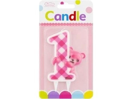 Jumbo Rosa Teddy Bear Cyferka1 stearinlys PF-SJRM.