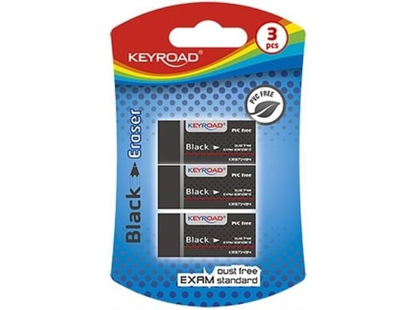 Keyroad viskelær uni svart, 3 stk