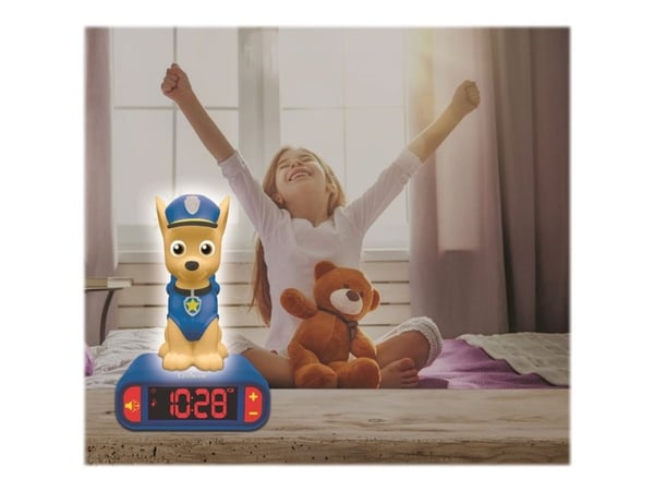 Digitalt vækkeur med natlys 3D Paw Patrol Chase figur og lydeffekter
