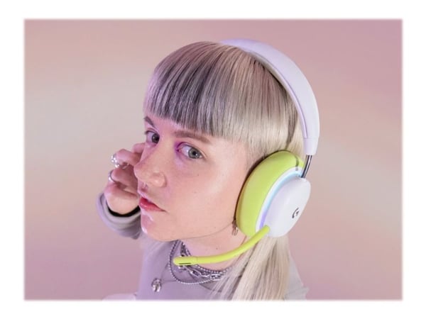 Logitech G735 - Hodesett - full størrelse - 2,4 GHz - trådløs (lyshastighet) - Dolby Atmos™-kompatibel - 3,5 mm jack - Hvit