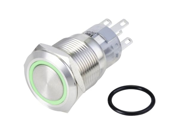 TRU COMPONENTS TC-10090932 LAS1-AGQ-11E/G/24V/S Ilkivallankestävä painonappi 250 V/AC 3 A 1 x On/(On) Painonappi Vihreä IP65 1 kpl 1 kpl