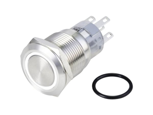 TRU COMPONENTS TC-10090940 LAS1-AGQ-11E/W/24V/S vandal-säker tryckknapp 250 V/AC 3 A 1 x On/(On) vit IP65 1 st