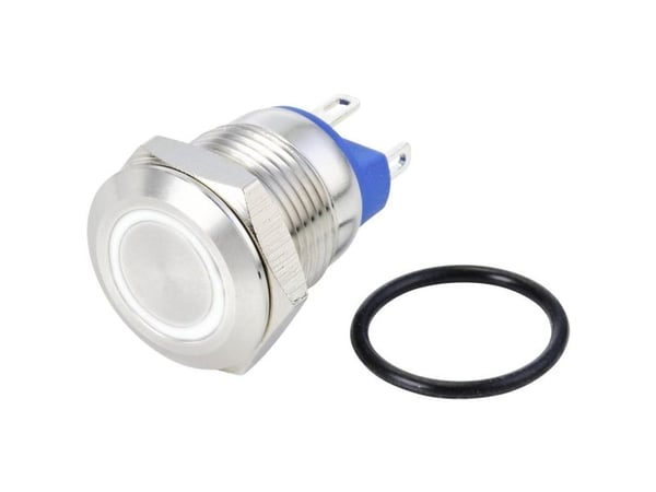 TRU COMPONENTS TC-10090908 GQ12-AF-10E/J/W/24V/S Ilkivallankestävä painonappikytkin 48 V/DC 2 A 1 x Pois päältä/(Päälle) Hetkellinen valkoinen IP67...