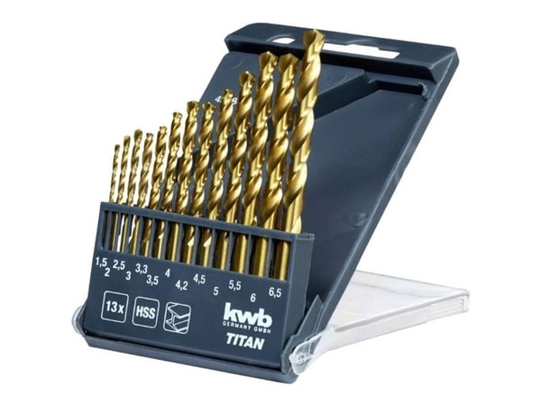 kwb 429844, Drill, Drill bit set, Høyrehåndsrotasjon, Legert stål, Bronse, Støpejern, Kopper, Hard plastik, Ulegert Stål, Titanium-Coated High-Spee...