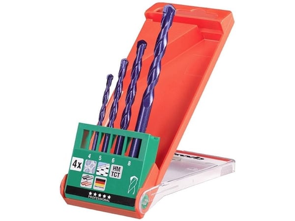 kwb 51300 Volframikarbidikierreporasarja 4 kpl 4 mm, 5 mm, 6 mm, 8 mm Sylinterinvarsi 4 kpl