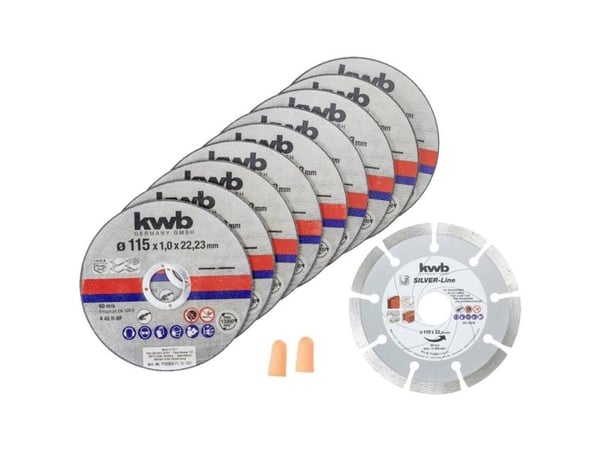 kwb Thin+Diamond Cutting Discs, Kappeskive, Flat senter, Murstein, Marmor, Metallplater, Stål, Stein, Alle merker, 11,5 cm, Rustfritt stål