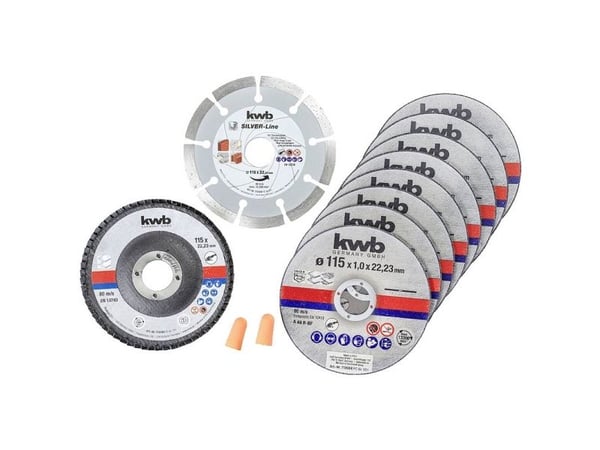 kwb Kappeskive startsett, Kappeskive, Flatt senter, Murstein, Marmor, Metallplater, Stål, Stein, Alle merker, 11,5 cm, Rustfritt stål
