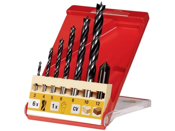 kwb 514200, Drill, Drill bit set, Tre, Sylindrisk Skaft, 3, 4, 5, 6, 8, 10, 1 Senker 90, Sort