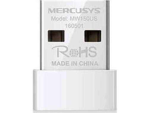 Mercusys MW150US, Trådløs, USB, USB, Wi-Fi 4 (802.11n), 150 Mbit/s, Hvit