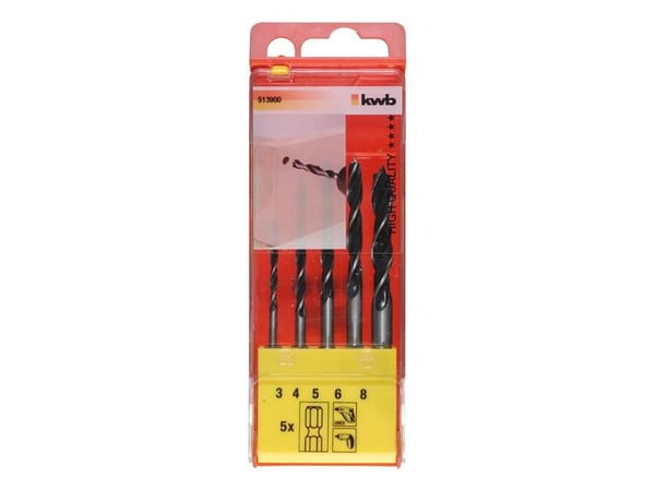 kwb 513900, Drill, Drill bit set, Løvtre, Mykt tre, 6,35 mm, Chromium-Vanadium Steel (Cr-V), Sekskanttange