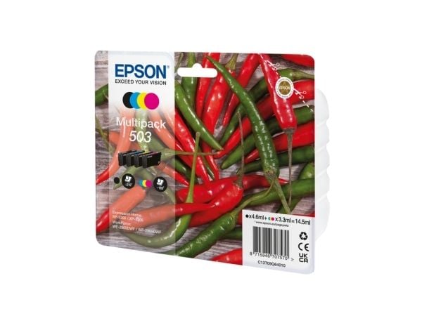 Epson 503, Perusvärintuotto, 4,6 ml, 3,3 ml, 210 sivua, 4 kpl, Monipakkaus