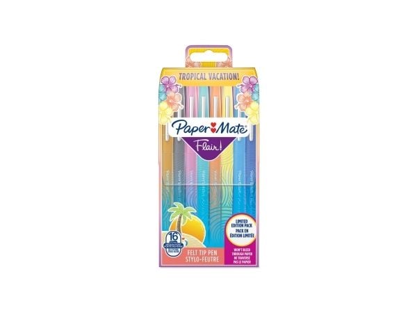 Papermate Flair, Medium, 16 farger, Flerfarget, Projektil spiss, 1 mm, Flerfarget