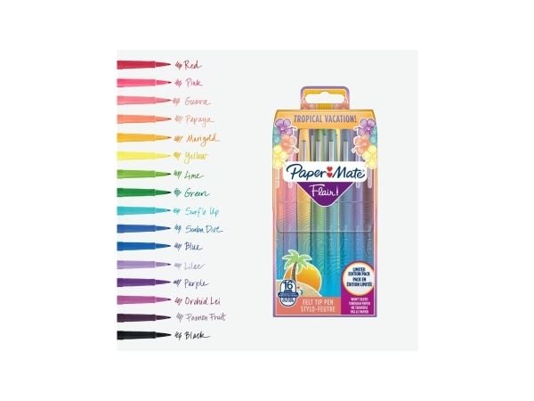 Papermate Flair, Medium, 16 farger, Flerfarget, Projektil spiss, 1 mm, Flerfarget
