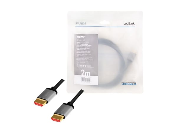 LogiLink CHA0105, 2 m, HDMI Type A (Standard), HDMI Type A (Standard), 3D, 48 Gbit/sek, musta, harmaa
