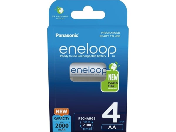 Panasonic BK-3MCDE/4BE, Ladattava akku, AA, 1,2 V, 4 kpl, 2000 mAh, Valkoinen