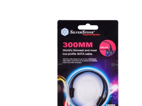 SilverStone CP11 - SATA-kabel - Serial ATA 150/300/600 - SATA (hunn) til SATA (hunn) - 30 cm - 90° kontakt - svart