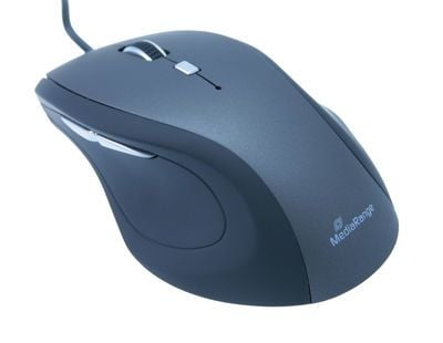 MediaRange MROS202, Oikeakätinen, Optinen, USB A-tyyppi, 2400 DPI, Musta, Harmaa