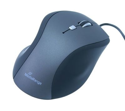 MediaRange MROS202, Oikeakätinen, Optinen, USB A-tyyppi, 2400 DPI, Musta, Harmaa