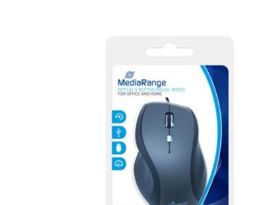 MediaRange MROS202, Oikeakätinen, Optinen, USB A-tyyppi, 2400 DPI, Musta, Harmaa