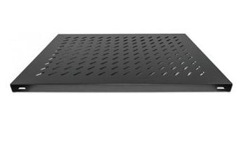 Intellinet 19" Fixed Shelf, 1U, 800mm Depth, Heavy-Duty, Max 100kg, Black - Rack-hylle - svart, RAL 9005 - 1U - 19"