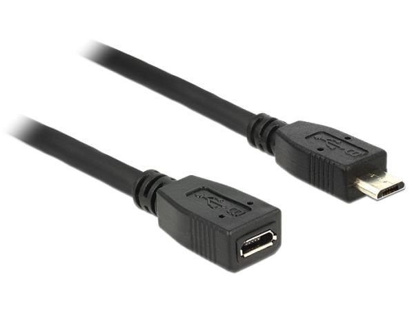 DeLOCK - USB forlængerkabel - Micro-USB Type B (hun) til Micro-USB Type B (han) - USB 2.0 - 50 cm