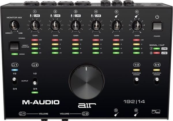 M-AUDIO AIR 192|14, Skrivbord, Svart, Metall, Energiljus, USB, 24-bit/192kHz