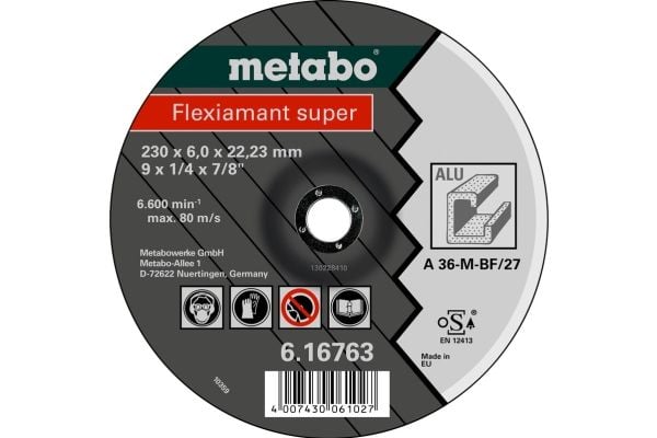 Metabo 616748000, Kutteskive, Aluminium, 11,5 cm, Alle merker, Flatt senter, Svart