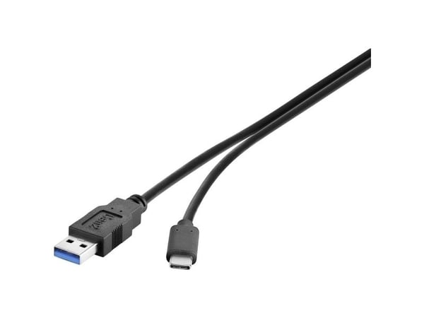 USB 3.2 Gen 1-kabel A-C, M/M, svart, 1 m