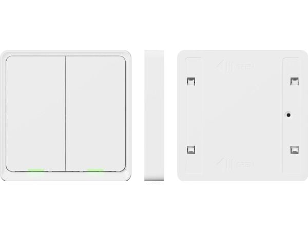 Tesla Smart Switch Dual Battery, Trådløs, ZigBee, Hvit, 2 kanaler, 2400 MHz, 25 m
