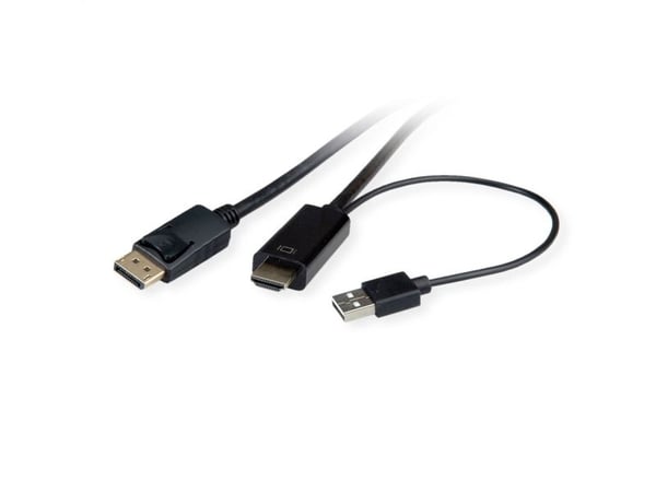 ROLINE 11.04.5991, 1 m, HDMI + USB, DisplayPort, Hankjønn, Hankjønn, Rett