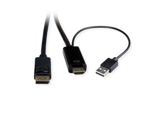 ROLINE 11045993, 3 m, HDMI + USB Type-A, DisplayPort, Hanstik, Hanstik, Hanstik, Lige