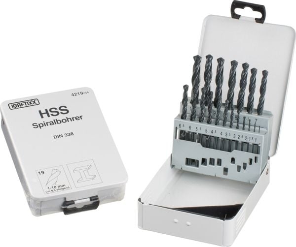 kwb 421944, Drill, Drill bit set, 1 mm, Ikke-jernholdig metall, Plast, Profil, Blad metall, 118°, 19 stykker