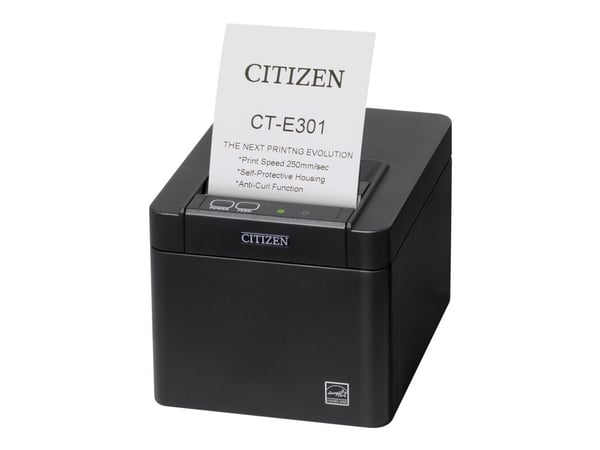 Citizen CT-E301 - Kvitteringsskriver - tofarget (monokrom) - direktetermisk - Rull (7,95 cm), Rull (5,75 cm) - 203 dpi - inntil 250 mm/sek - USB 2....