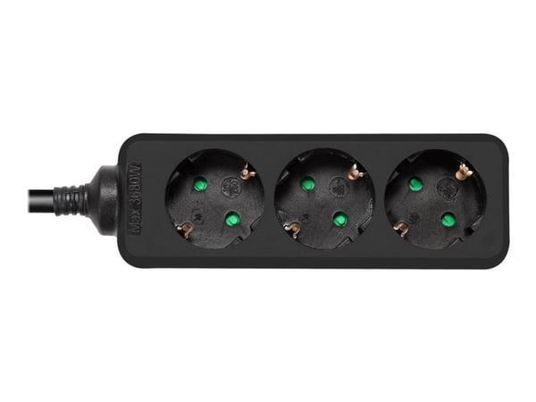Deltaco Earthed power strip 3x CEE 7/3 1x CEE 7/7 1.5m, 1,5 m, Sisätila, Tyyppi F, Type EF (CEE 7/7), Kulmikas, Musta