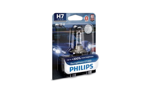 Philips RacingVision GT200 12972RGTB1 strålkastarlampa för bil, 55 W, 12 V, H7, halogen, 3500 K, 1 styck
