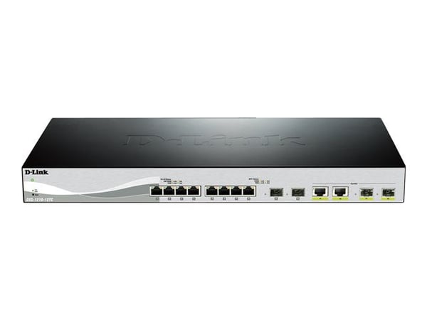 D-Link Web Smart DXS-1210-12TC - Switch - Administrerad - 8 x 10GBase-T + 2 x 10 Gigabit SFP+ + 2 x kombo 10 Gigabit SFP+ - skrivbordsmodell, rackm...
