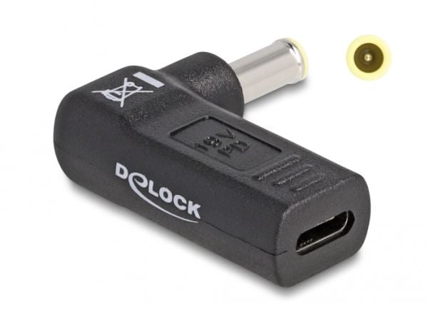 Delock - Strømadapter - USB-C (hunn) til 5,5 x 3,0 mm DC-jakk (hann) - 19 V - 3 A - vinklet - svart