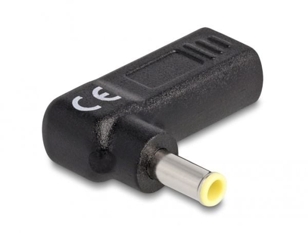 Delock - Strømadapter - USB-C (hunn) til 5,5 x 3,0 mm DC-jakk (hann) - 19 V - 3 A - vinklet - svart