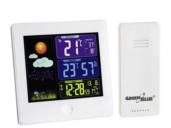 Greenblue GB521W, Hvit, Inne hygrometer, Inne Termometer, Utendørs Barometer, Hygrometer, Termometer, 20 - 95%, 0 - 50 °C, 32 - 122 °F