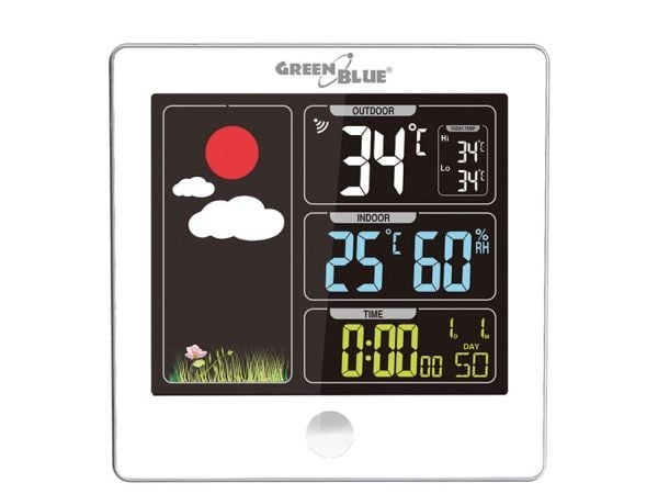Greenblue GB521W, Hvit, Inne hygrometer, Inne Termometer, Utendørs Barometer, Hygrometer, Termometer, 20 - 95%, 0 - 50 °C, 32 - 122 °F