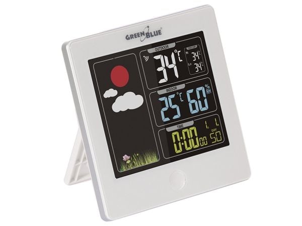 Greenblue GB521W, Hvit, Inne hygrometer, Inne Termometer, Utendørs Barometer, Hygrometer, Termometer, 20 - 95%, 0 - 50 °C, 32 - 122 °F
