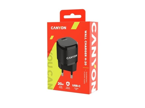 Canyon H-20 - Strømadapter - 20 watt - 3 A - PD (USB-C) - svart