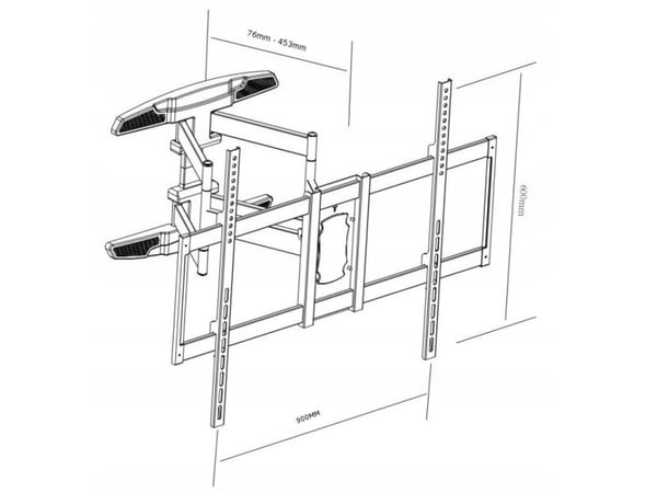 libox DUBAJ - Brakett - justerbar dobbelarm i full bevegelse - for LCD-TV - stål - svart - skjermstørrelse: 32"-70" - monteringsgrensesnitt: 600 x ...
